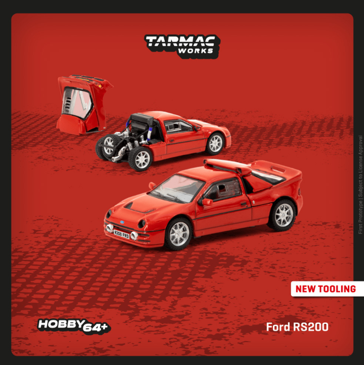 ターマックワークス 1/64 フォード RS200 レッド 1/64 Tarmac Works Ford RS200 (Red) Diecast Car Model