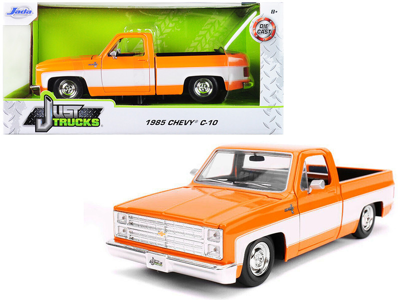 ミニカー JADA 1985 CHEVY C-10 (ORANGE/WHITE) 1/24 Jada 1985 Chevrolet Chevy Silverado C-10 Pickup Truck Stock