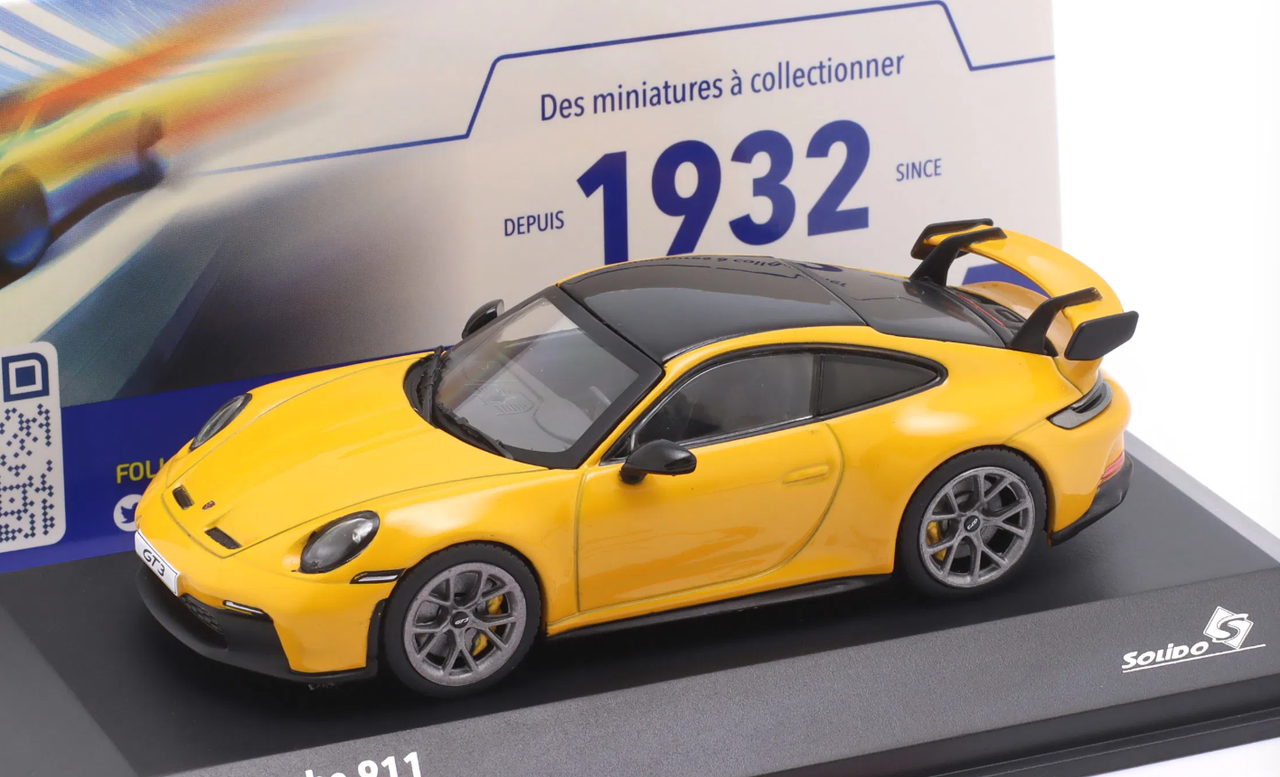 1/43 Solido 2023 Porsche 911 992 GT3 (Yellow) Diecast Car Model