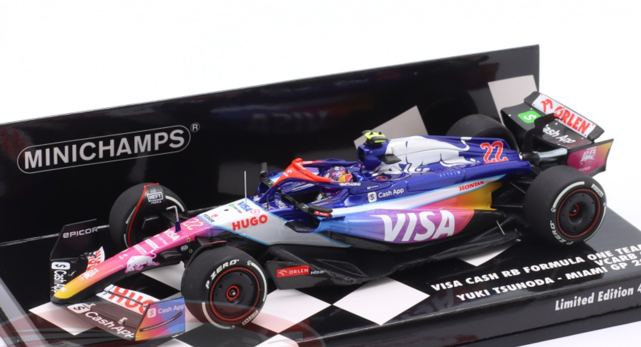 1/43 Minichamps 2024 Formula 1 Visa Cash RB F1 Team VCARB 01 Miami GP Yuki Tsunado #22 Car Model