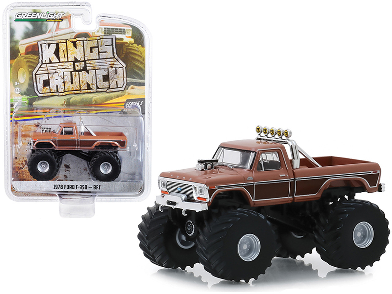 1/64 Greenlight 1978 Ford F-350 Monster Truck "BFT" Brown "Kings of Crunch" Series 5 Diecast Car Model