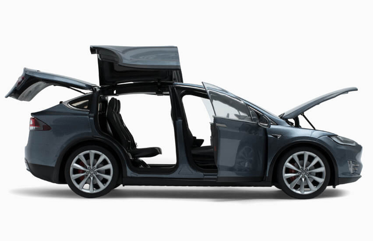 Full Customization of 1/18 Official Dealer Edition Tesla Model X P100D (Black) Full Open Diecast Car Model