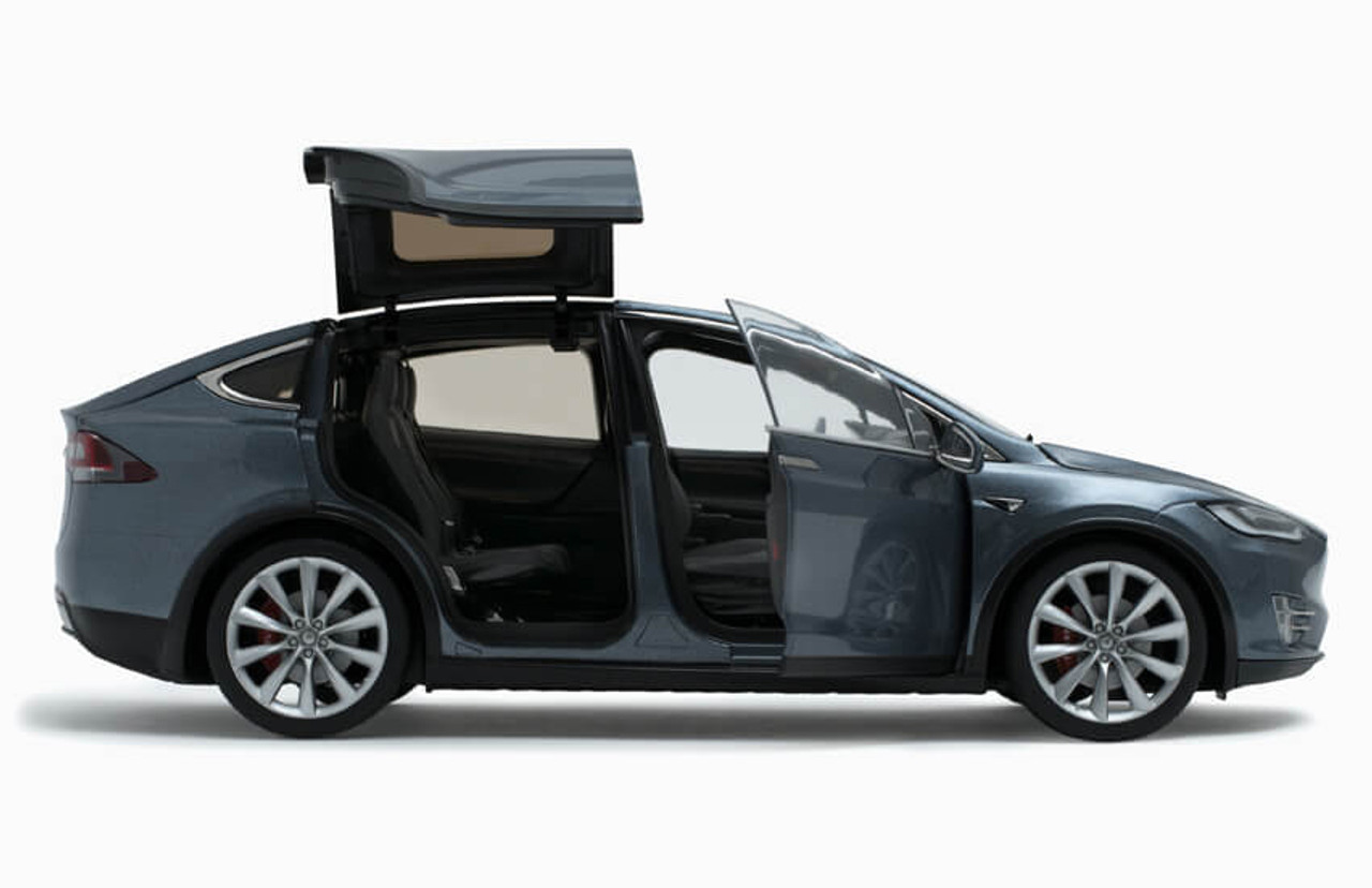 Full Customization of 1/18 Official Dealer Edition Tesla Model X P100D (Black) Full Open Diecast Car Model