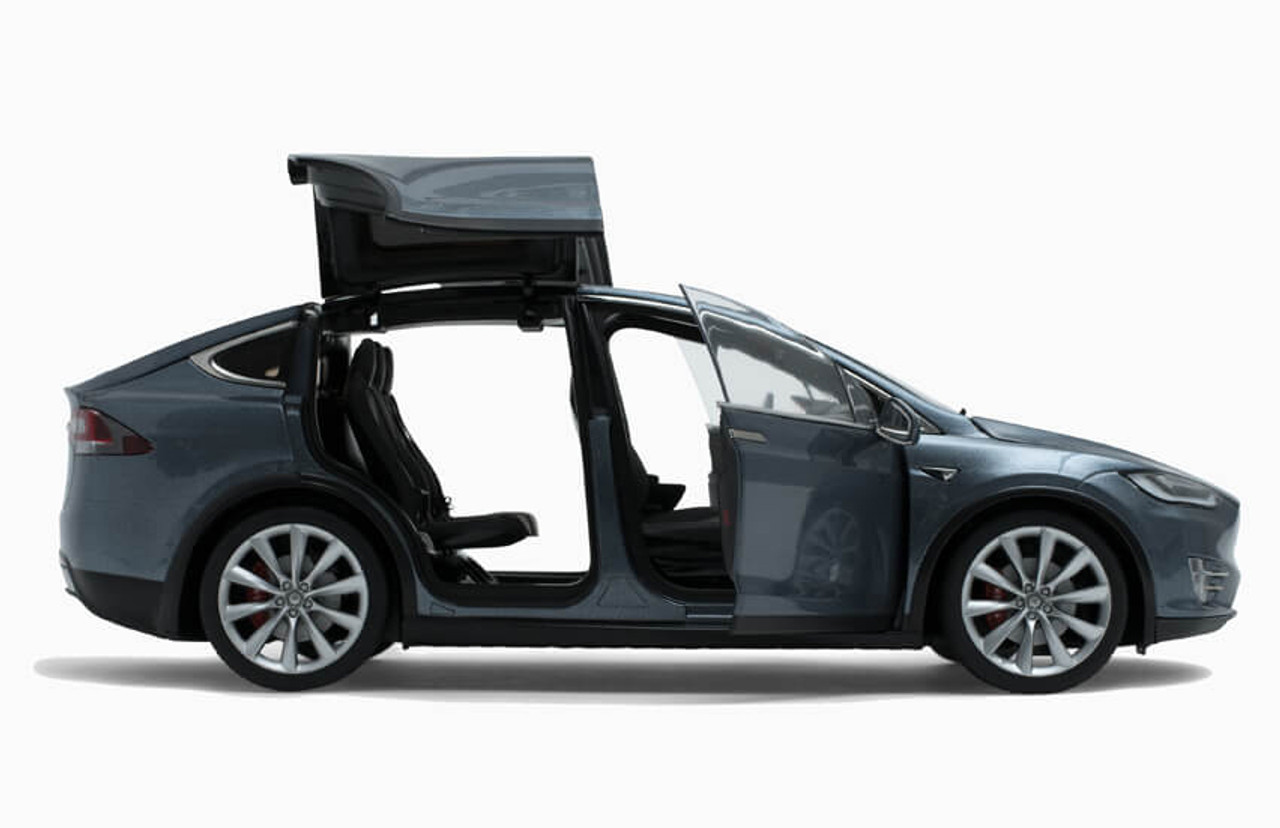 Full Customization of 1/18 Official Dealer Edition Tesla Model X P100D (Black) Full Open Diecast Car Model