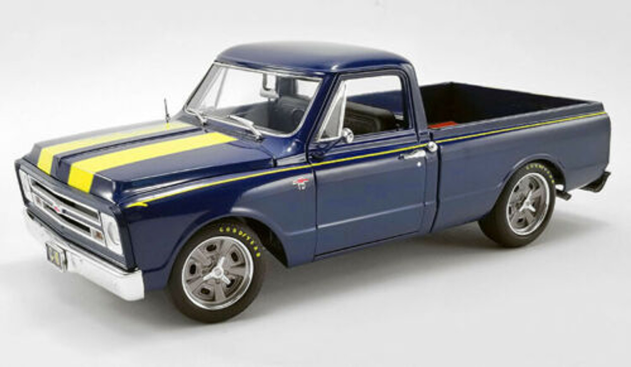 1/18 ACME Chevrolet Chevy 1967 C-10 C10 Shop Truck (Blue w/ Yellow Stripes) Diecast Car Model