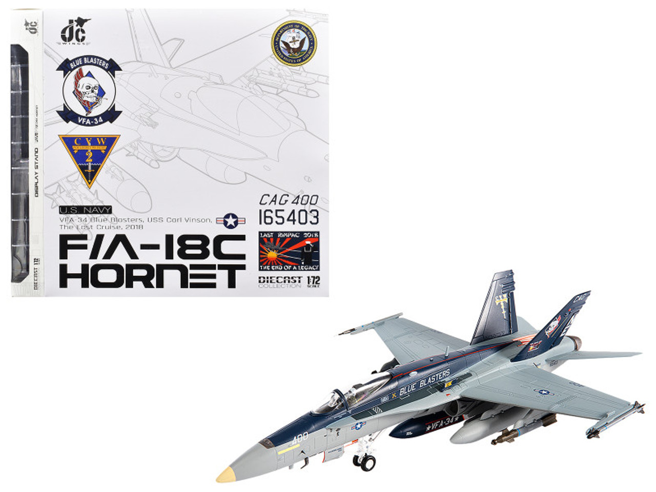 McDonnell Douglas F/A-18C Hornet Aircraft VFA-34 Blue Blasters USS Carl  Vinson Last Cruise (2018) United States Navy 1/72 Diecast Model by JC  Wings - LIVECARMODEL.com