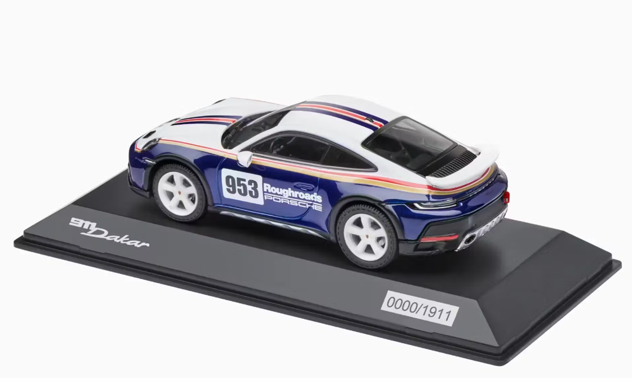 1/43 Dealer Edition Porsche 911 (992) Dakar #953 Roughroads Rallye Design Package Car Model