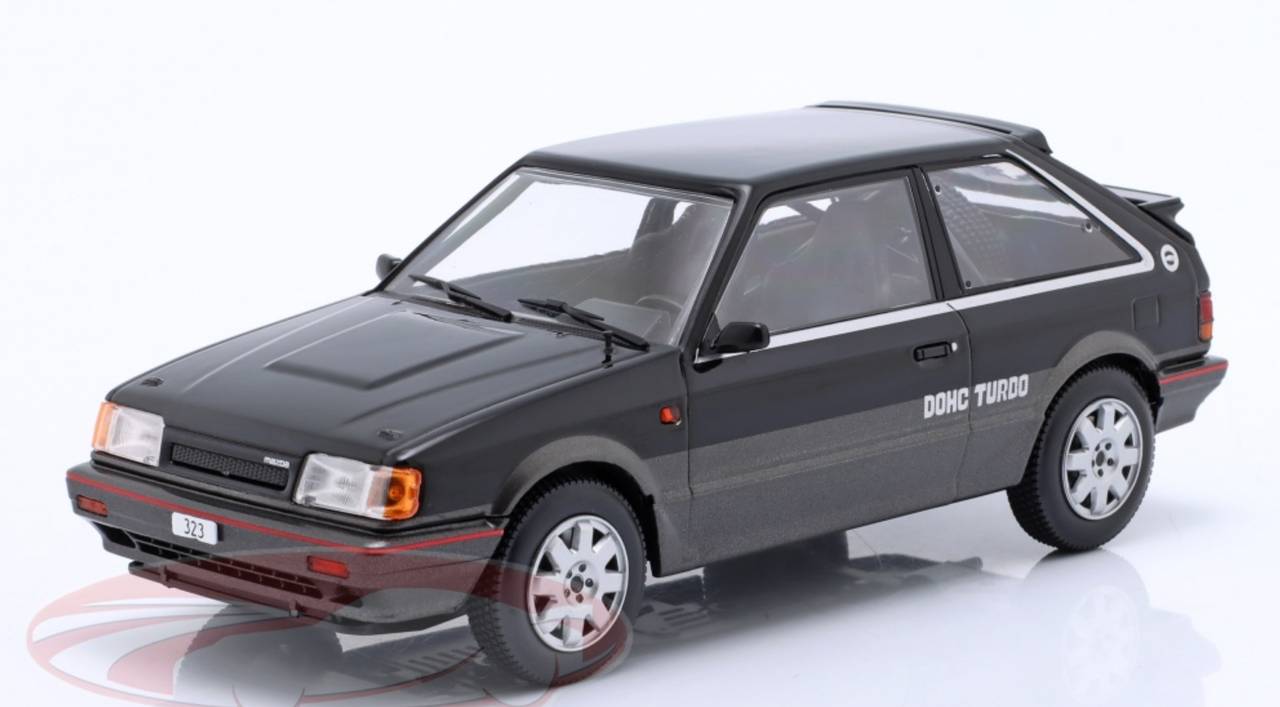 1/24 WhiteBox 1989 Mazda 323 4WD Turbo (Black & Grey) Diecast Car Model