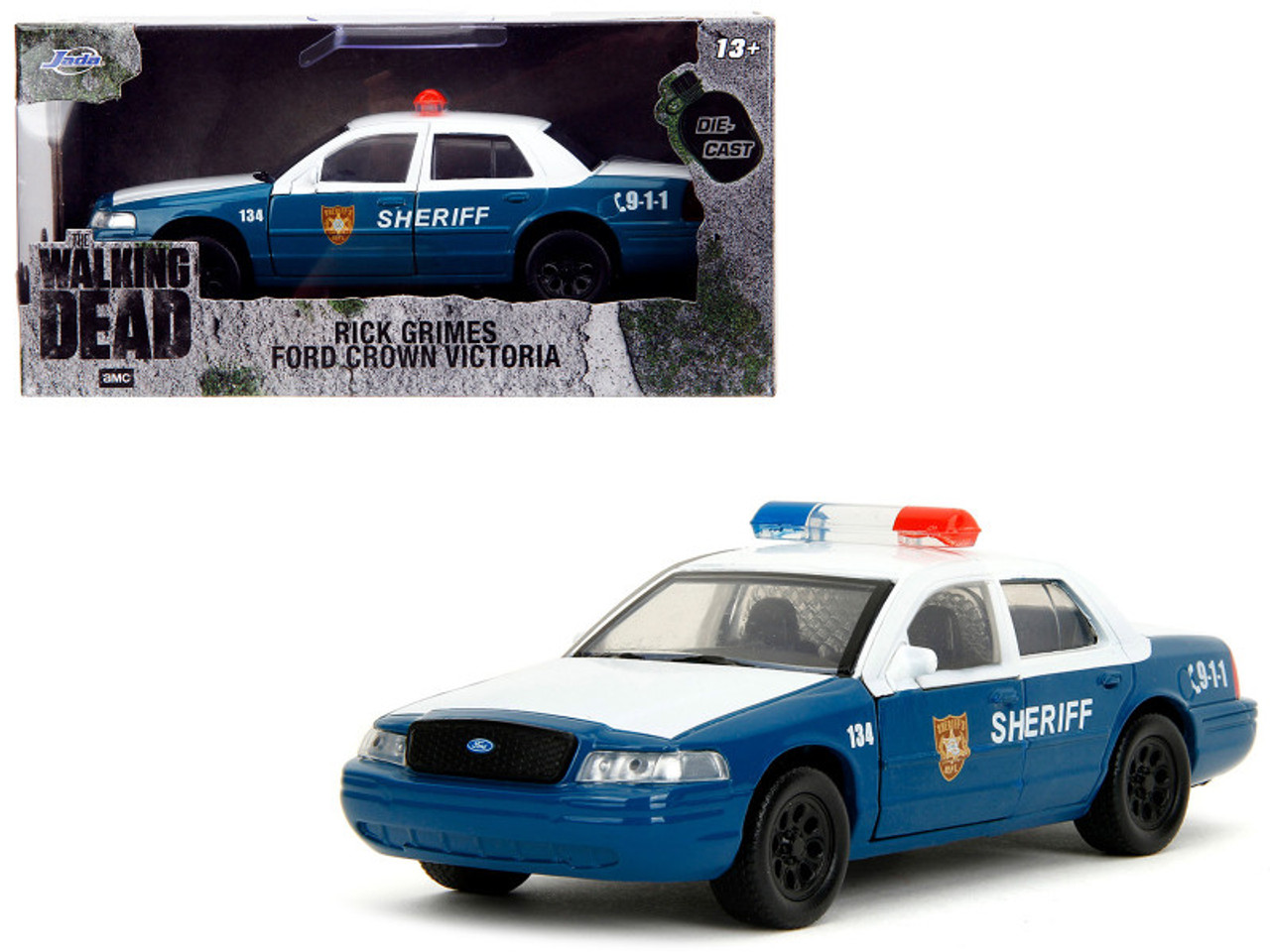 Rick Grimes' Ford Crown Victoria Sheriff Blue and White The Walking  Dead (2010-2022) TV Series Hollywood Rides Series 1/32 Diecast Model Car  by ...