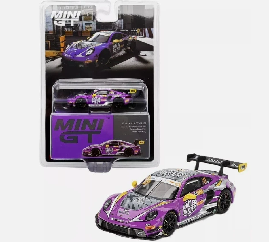 1/64 Mini GT 2023 Porsche 911 GT3 R #27 HubAuto Racing 2023 FIA GT World Cup 70th Macau Grand Prix Diecast Car Model