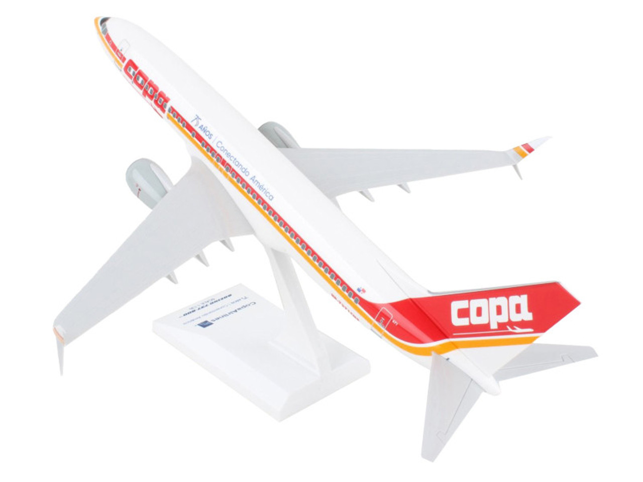 Boeing 737-800 Commercial Aircraft "Copa Airlines" (HP-7371CMP) White with Red and Yellow Stripes (Snap-Fit) 1/130 Plastic Model by Skymarks