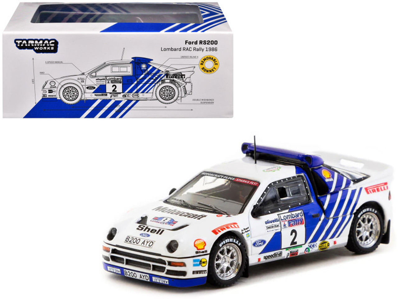 ターマックワークス 1/64 フォード RS200 ロンバード RAC ラリー 1/64 フォード RS200 ロンバード RAC ラリー 1986【T64P-001