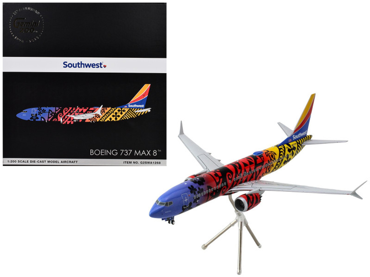 Boeing 737 MAX 8 Commercial Aircraft "Southwest Airlines - Imua One" (N8710M) Hawaiian Graphics "Gemini 200" Series 1/200 Diecast Model Airplane by GeminiJets