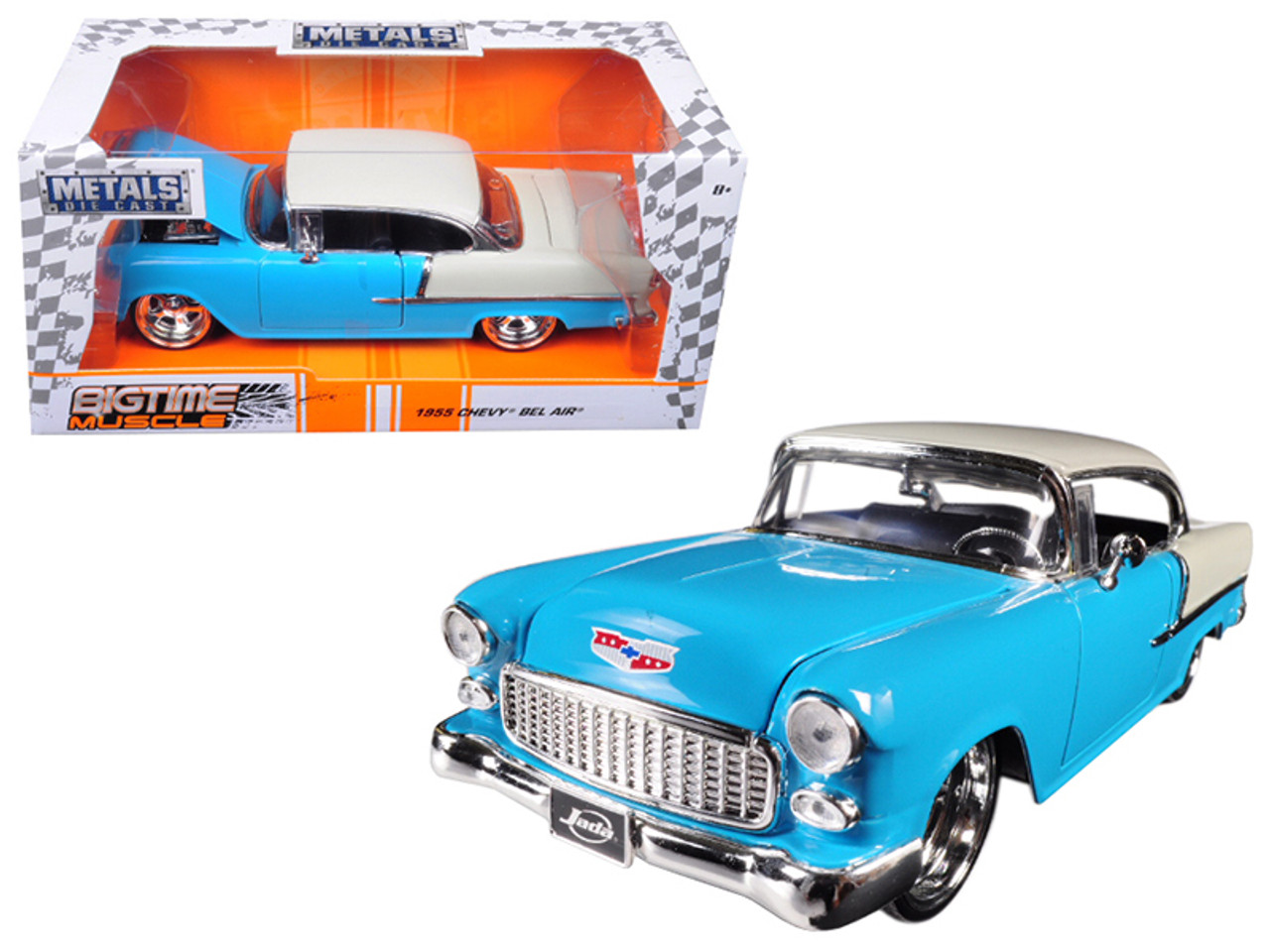 124 Jada 1955 Chevrolet Chevy Belair Bel Air Blue Bigtime Muscle Diecast Car Model 