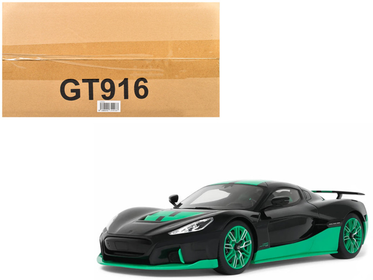自動車 1/18 GT SPIRIT LIMITED Rimac NEVERA 1/18 GT Spirit 2023 Rimac Nevera (Black & Green) Car Model