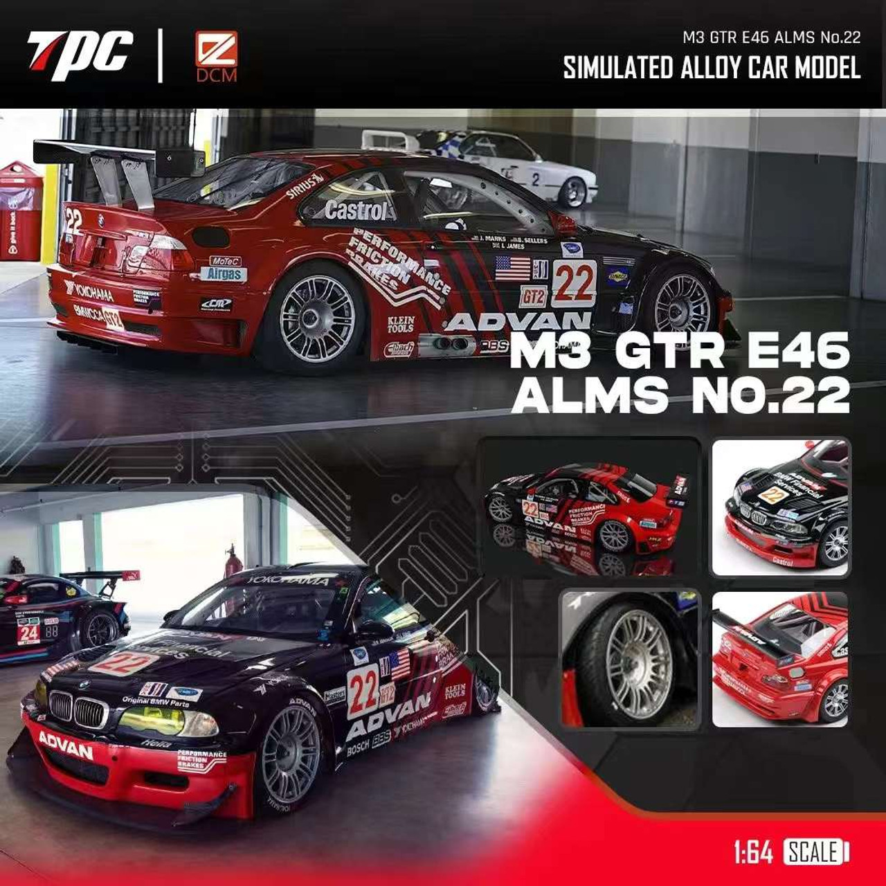 1/18 TPC BMW M3 E46 GTR ALMS #22 Diecast Car Model