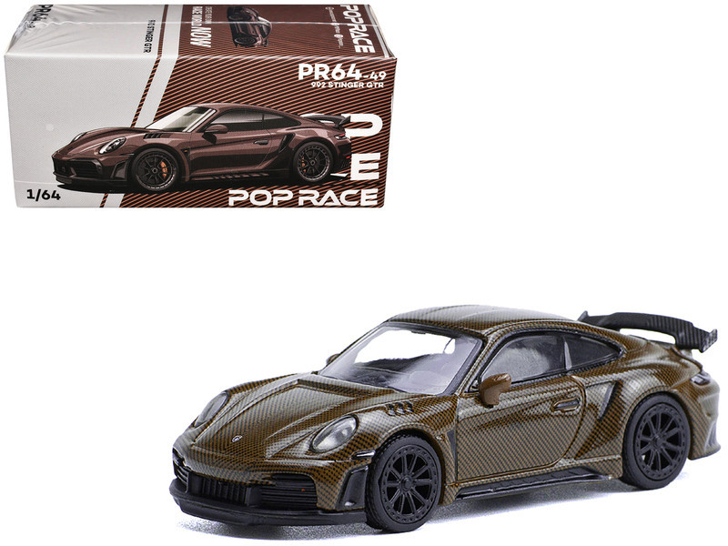 Porsche 992 Stinger GTR Brown Carbon 1/64 Diecast Model Car by Pop