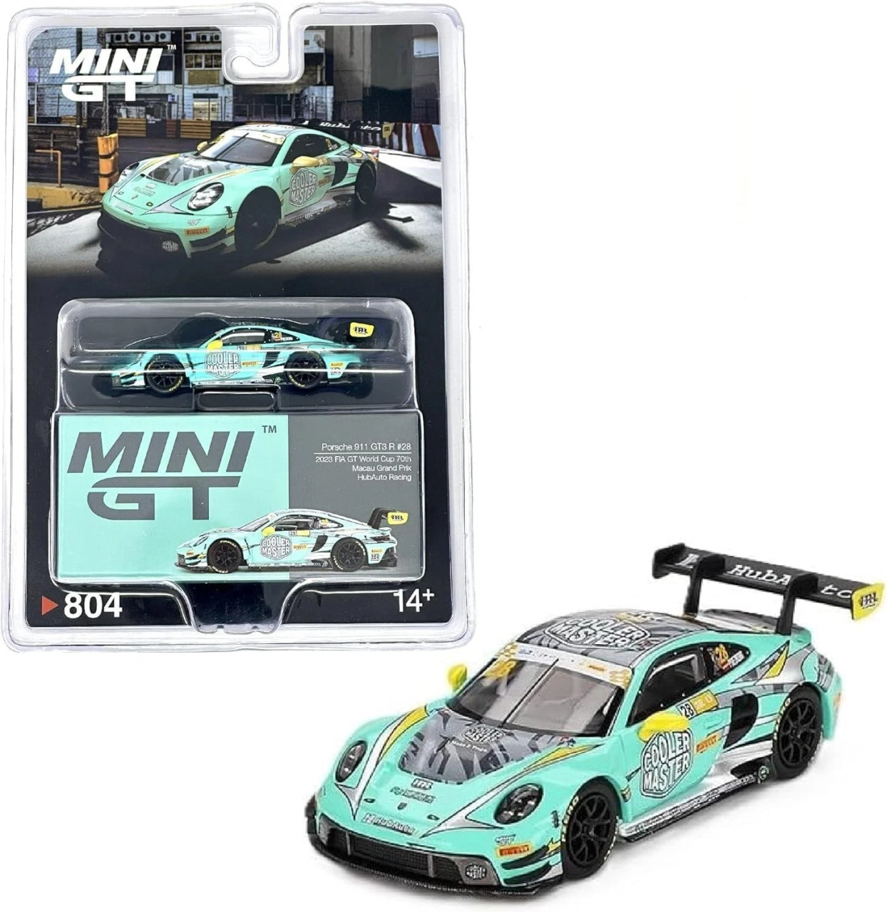 1/64 Mini GT 2023 Porsche 911 992 GT3 R #28 HubAuto Racing 2023