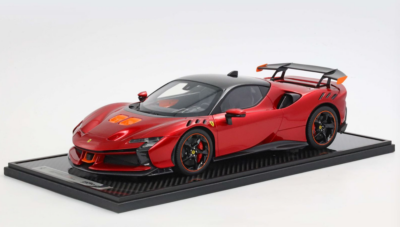 1/12 BBR Ferrari SF90XX Stradale (Rosso Fuoco Red with Orange Air Intakes) Resin Car Model