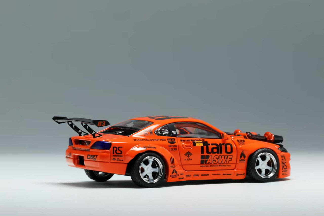 1/64 YS Nissan Silvia S15 4.0 V8 JDM Lowrider (Orange) Diecast Car