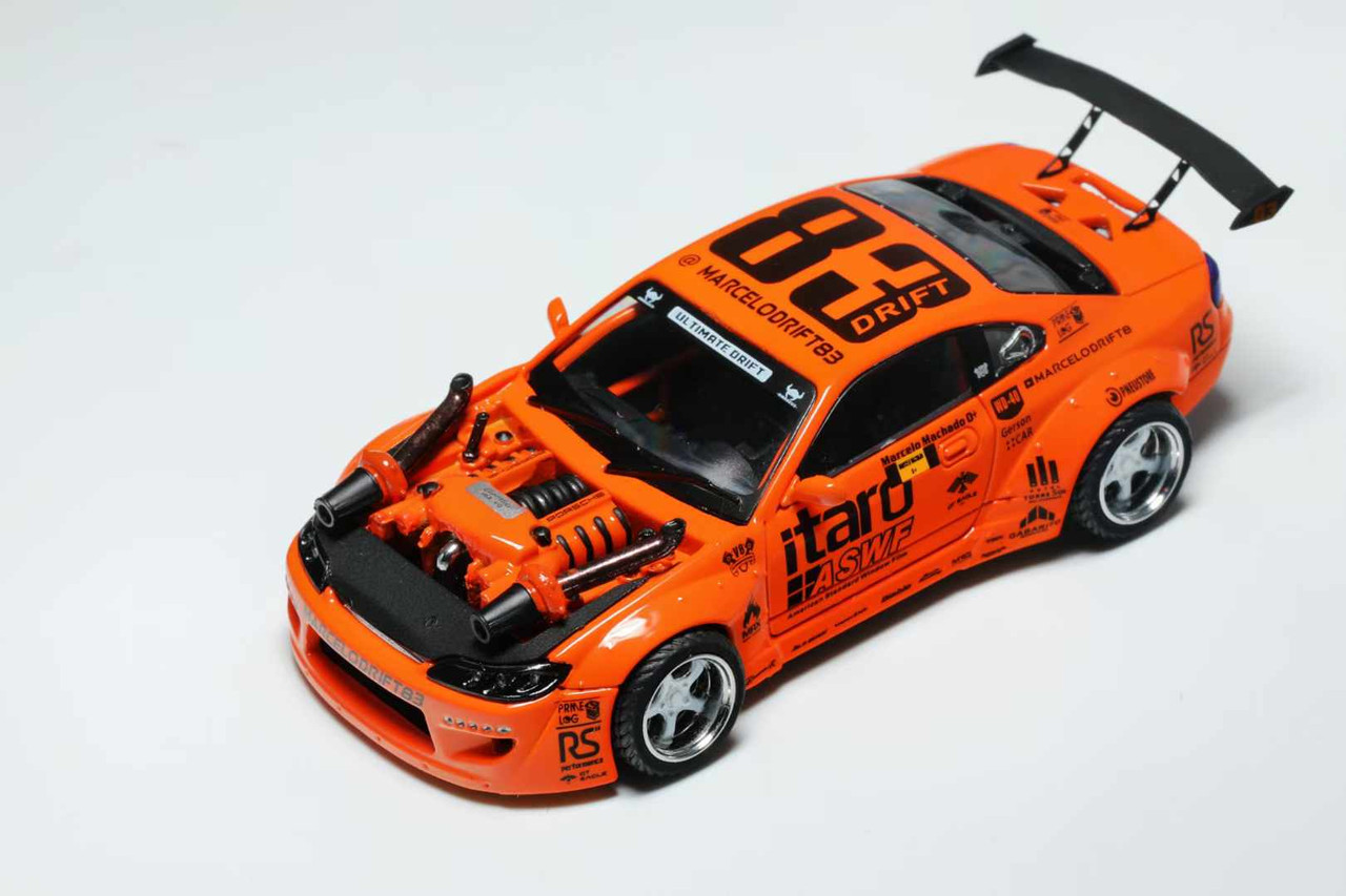 1/64 YS Nissan Silvia S15 4.0 V8 JDM Lowrider (Orange