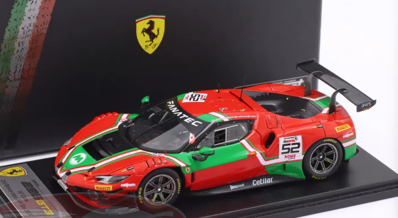 1/43 Looksmart Ferrari 296 GT3 No.52 AF Corse 2nd Bronze class 24H Spa 2024 L. Machiels – J. Machiels – A. Bertolini – T. Mosca Car Model