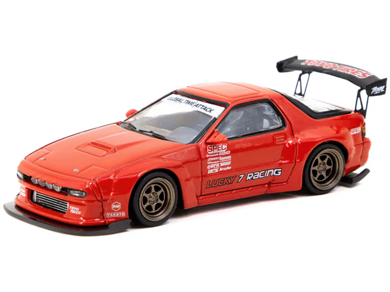 Mazda RX-7 FC3S Pandem Red with Graphics "Road64" Series 1/64 Diecast Model Car by Tarmac Works