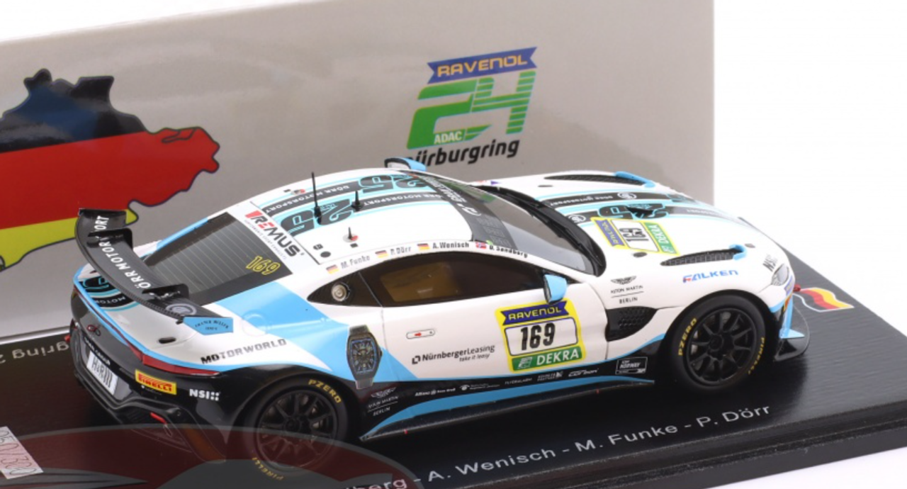 1/43 Spark Aston Martin Vantage AMR GT4 No.169 Dörr Motorsport 24H Nürburgring 2024 O. Sandberg - A. Wenisch - M. Funke - P. Dörr Car Model
