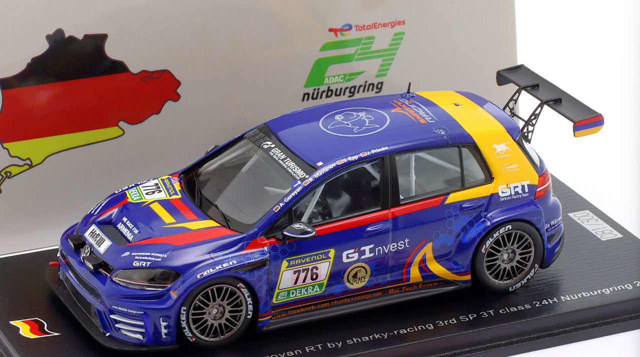1/43 Spark VW GOLF 7 GTI TCR DSG No.776 Goroyan RT by sharky-racing 3rd SP 3T class 24H Nürburgring 2024 A. Goroyan - R. Mavlanov - S. Epp - J. Primke Car Model
