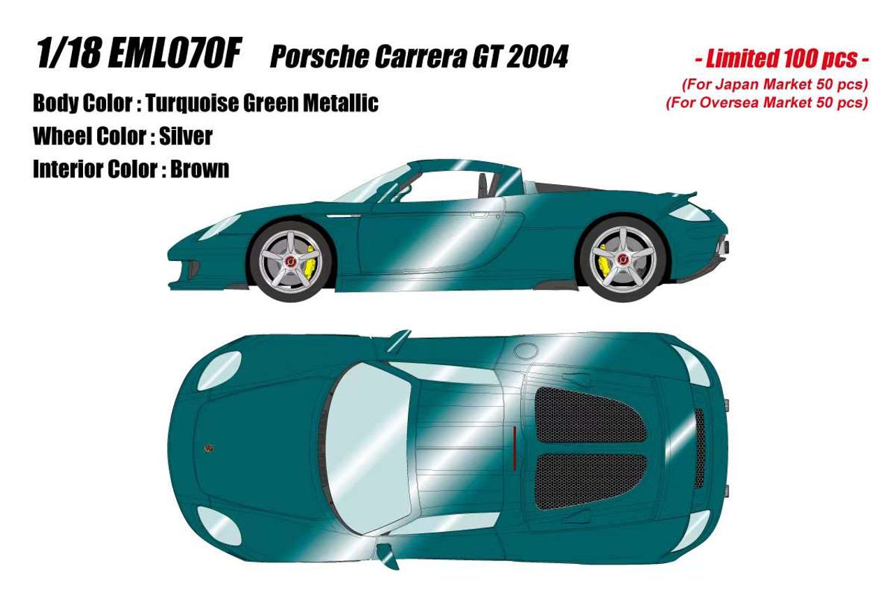 1/18 Makeup 2004 Porsche Carrera GT (Turquoise Green Metallic) Car Model Limited 100 Pieces