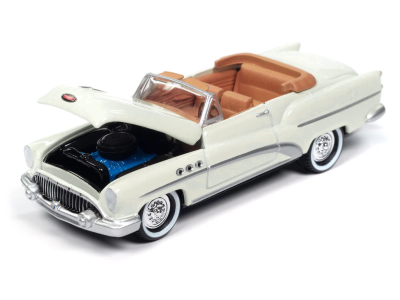 1/64 Johnny Lightning 1953 Buick Super with Travel Trailer (Cream