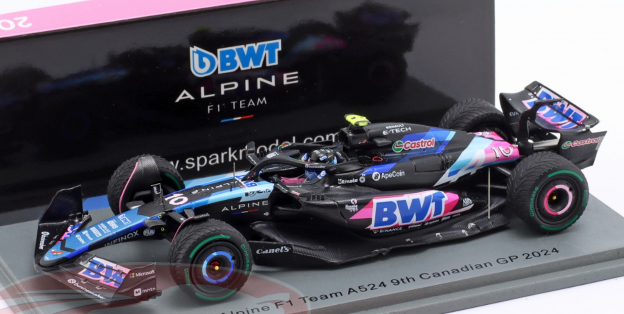 1/43 Spark 2024 Formula 1 BWT Alpine F1 Team A524 Canadian GP #10 Pierre Gasly Car Model