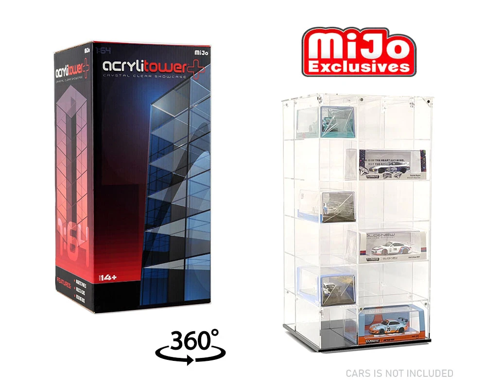 1/64 Showcase Large 24-Cars Display Desk Top Spinner with Mirror (8″x 8″x16.5″)