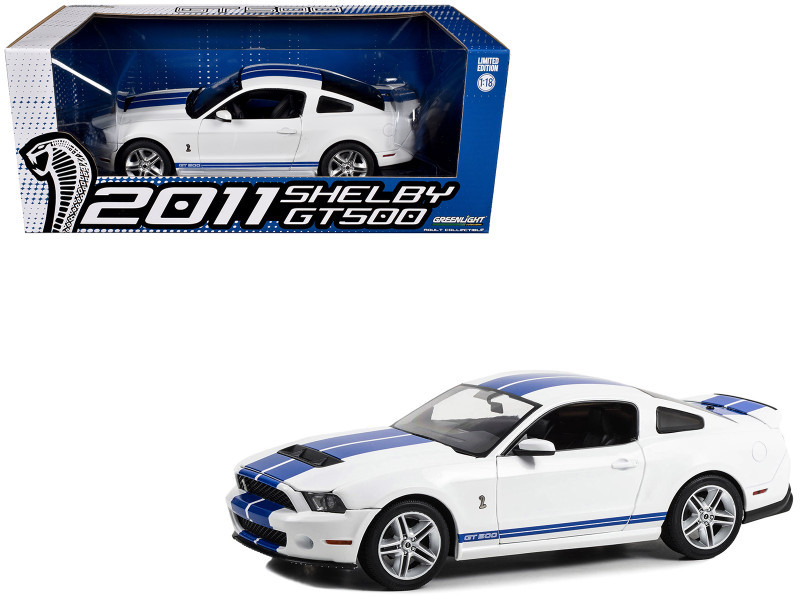 マスタング　 Shelby GT500 純正　ミニカー 1/18　2011 2011 Ford Shelby GT500 Performance White with Grabber Blue Stripes