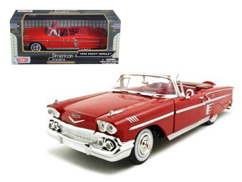 ミニカー Motormax 1/24 1958 Chevrolet Impala RED 1/24 Motormax 1958 Chevrolet Chevy Impala Red Diecast Car Model