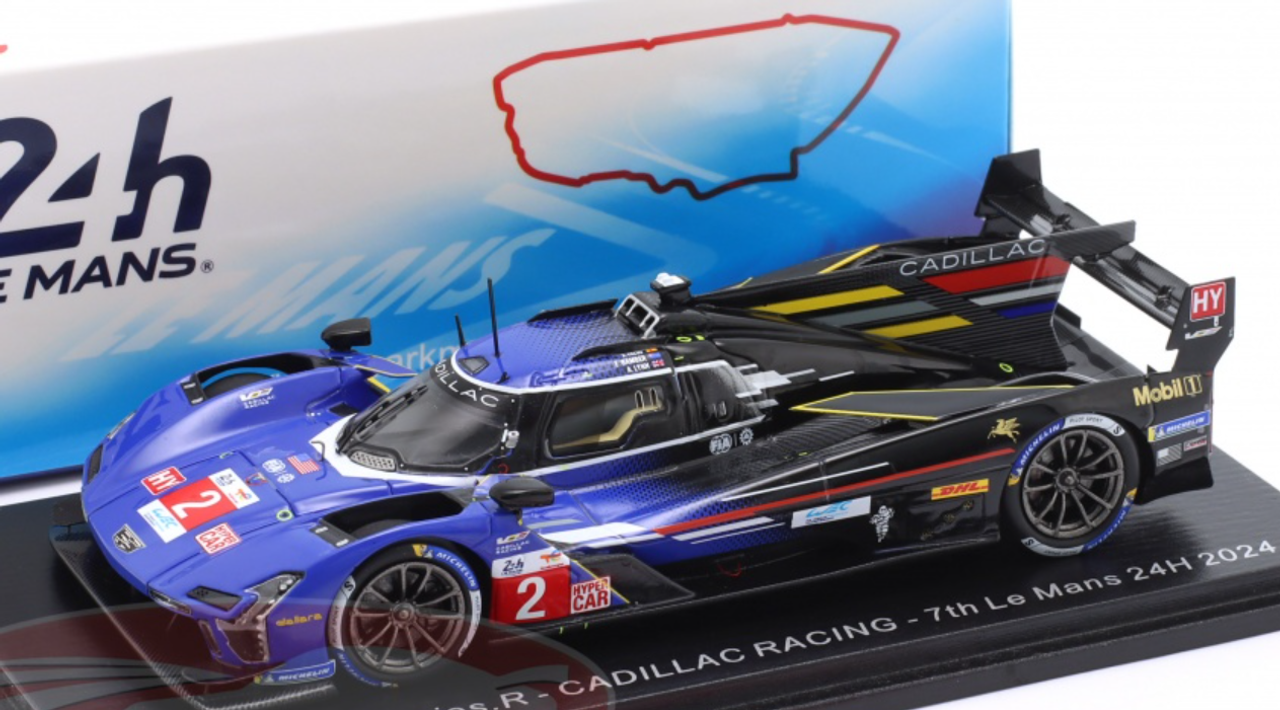 1/43 Spark Cadillac V-Series.R No.2 CADILLAC RACING 7th Le Mans 24H 2024 E. Bamber - A. Lynn - A. Palou Car Model