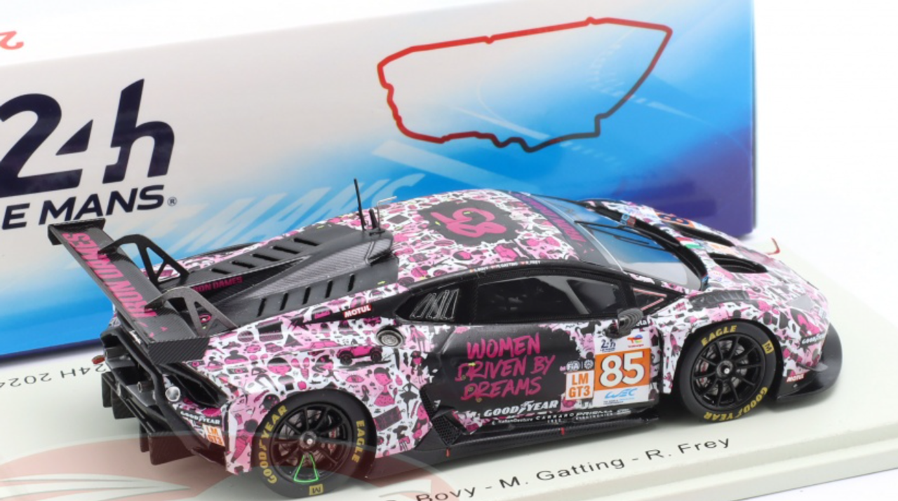 1/43 Spark Lamborghini Huracán GT3 Evo2 No.85 IRON DAMES Le Mans 24H 2024 S. Bovy - M. Gatting - R. Frey Car Model