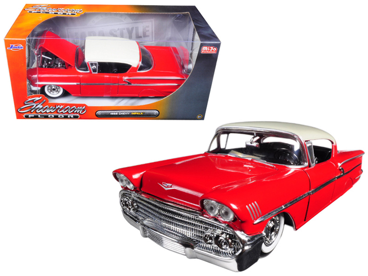 1/24 Jada 1958 Chevrolet Chevy Impala Red "Showroom Floor" Diecast Car Model