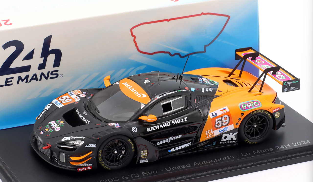 1/43 Spark McLaren 720S GT3 Evo No.59 UNITED AUTOSPORTS Le Mans 24H 2024 G. Saucy - J. Cottingham - N. Costa Car Model