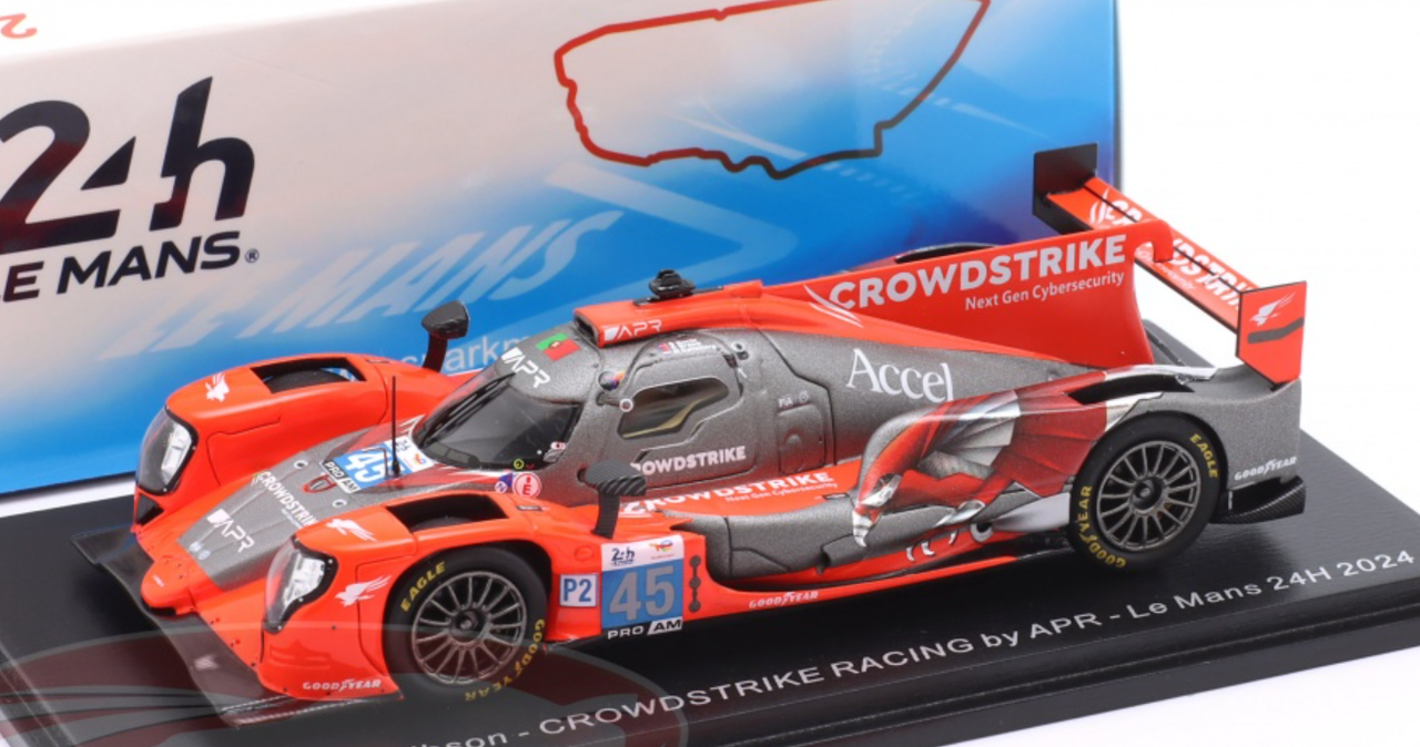 1/43 Spark Oreca 07 - Gibson No.45 CROWDSTRIKE RACING by APR Le Mans 24H 2024 G. Kurtz - C. Braun - N. Catsburg Car Model