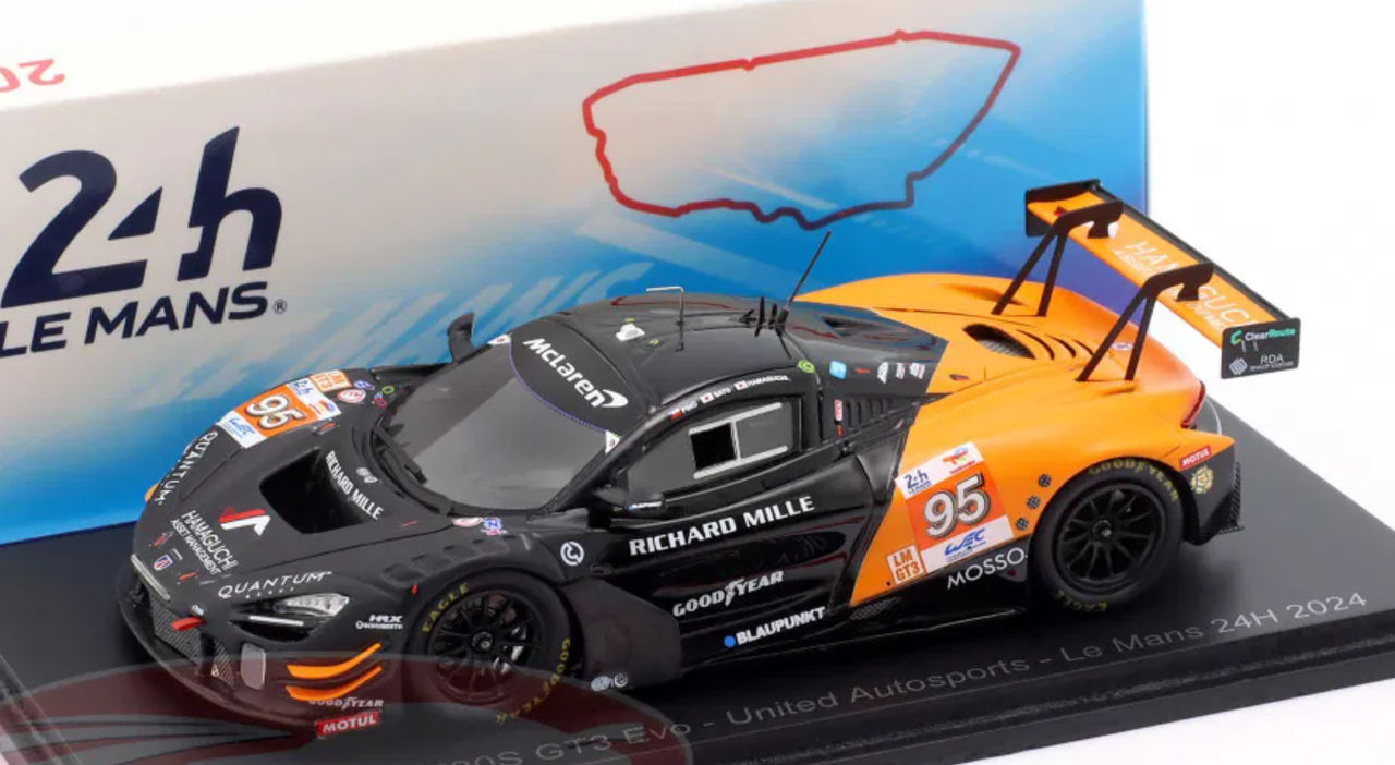 1/43 Spark McLaren 720S GT3 Evo No.95 UNITED AUTOSPORTS Le Mans 24H 2024 M. Sato - H. Hamaguchi - N. Pino Car Model