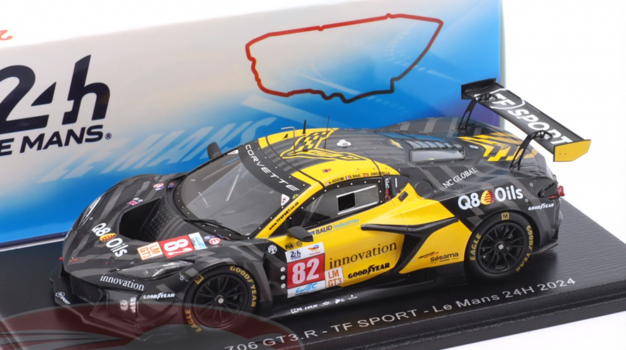 1/43 Spark Corvette Z06 GT3.R No.82 TF SPORT Le Mans 24H 2024 D. Juncadella - H. Koizumi - S. Baud Car Model