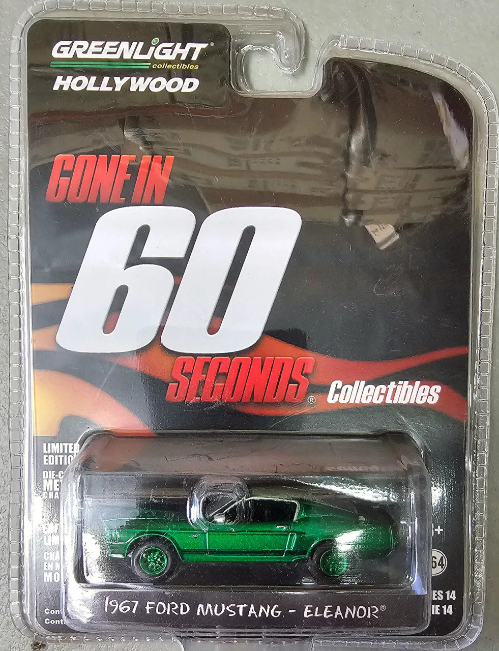 CHASE CAR 1967 Ford Mustang Custom "Eleanor" "Gone in 60 Sixty Seconds" (2000) Movie 1/64 Diecast Car Model by Greenlight