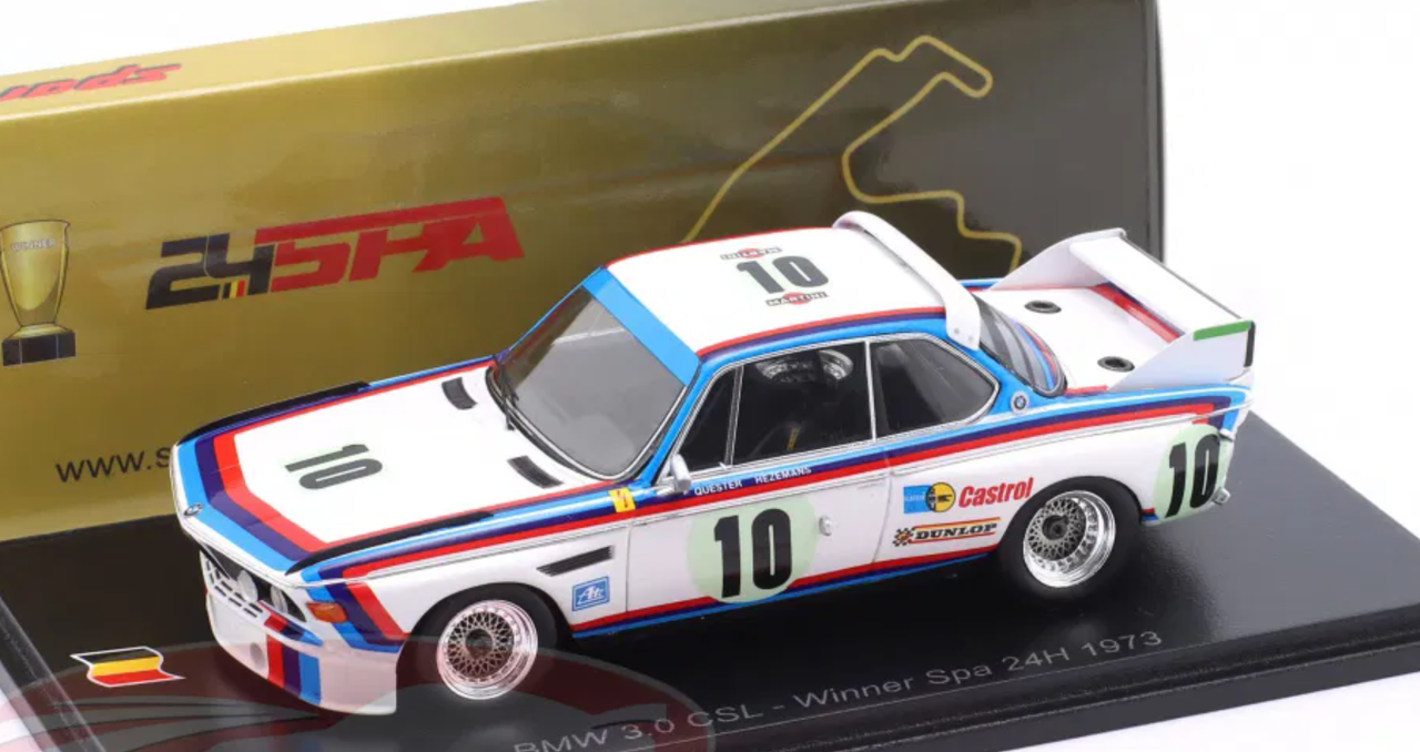 1/43 Spark BMW 3.0 CSL No.10 Winner 24H Spa 1973 D. Quester - T. Hezemans Car Model