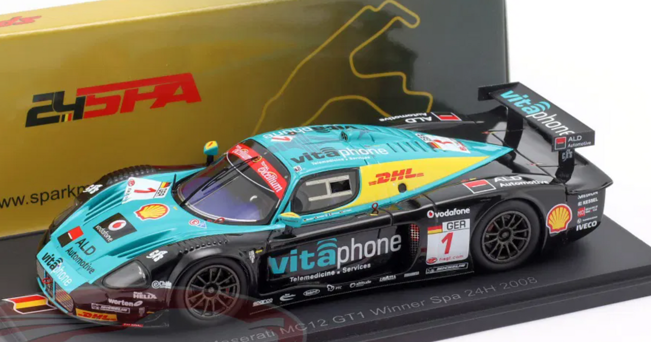 1/43 Spark Maserati MC12 GT1 No.1 Winner 24H Spa 2008 A. Bertolini - S. Sarrazin - M. Bartels - E. van de Poele Car Model