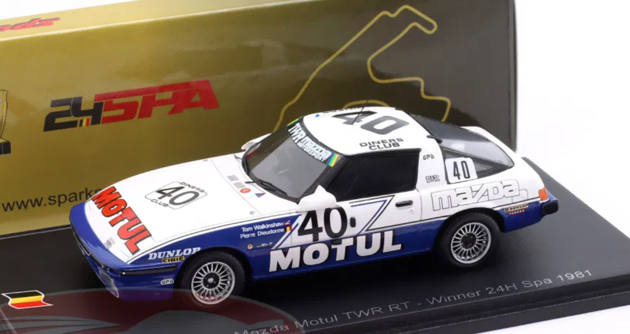 1/43 Spark Mazda RX7 No.40 Mazda Motul TWR RT Winner 24H Spa 1981 P. Dieudonne - T. Wlakinshaw Car Model