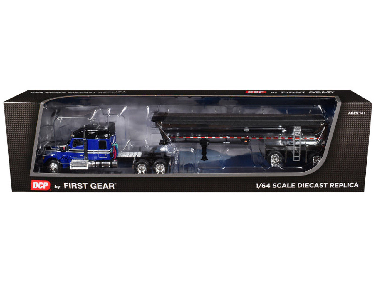 1/64 First Gear Kenworth W990 with 76” Mid-Roof Sleeper & MAC Half Round End Dump Trailer Diecast Car Model
