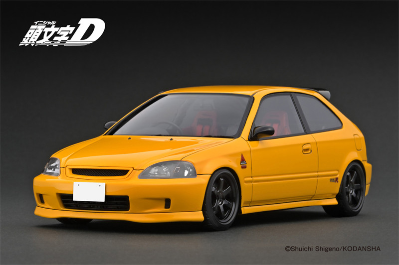 1/18 Ignition Model Initial D Honda Civic EK9 Type-R (Yellow) Car