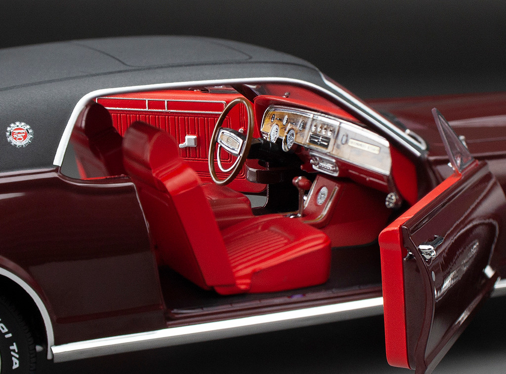 1/18 Sunstar 1968 Mercury Cougar XR7G (Black Cherry Red) Diecast