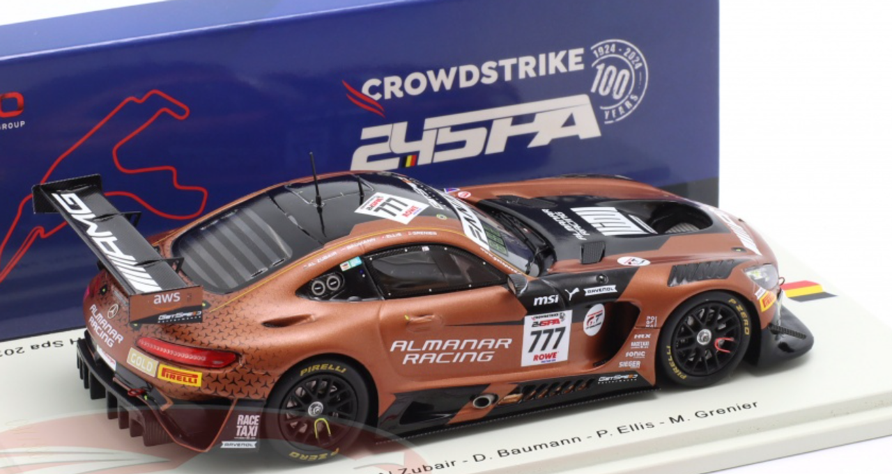 1/43 Spark Mercedes-AMG GT3 EVO No.777 AlManar Racing by GetSpeed Winner Gold class 24H Spa 2024 Al Faisal Al Zubair – D. Baumann – P. Ellis – M. Grenier Car Model